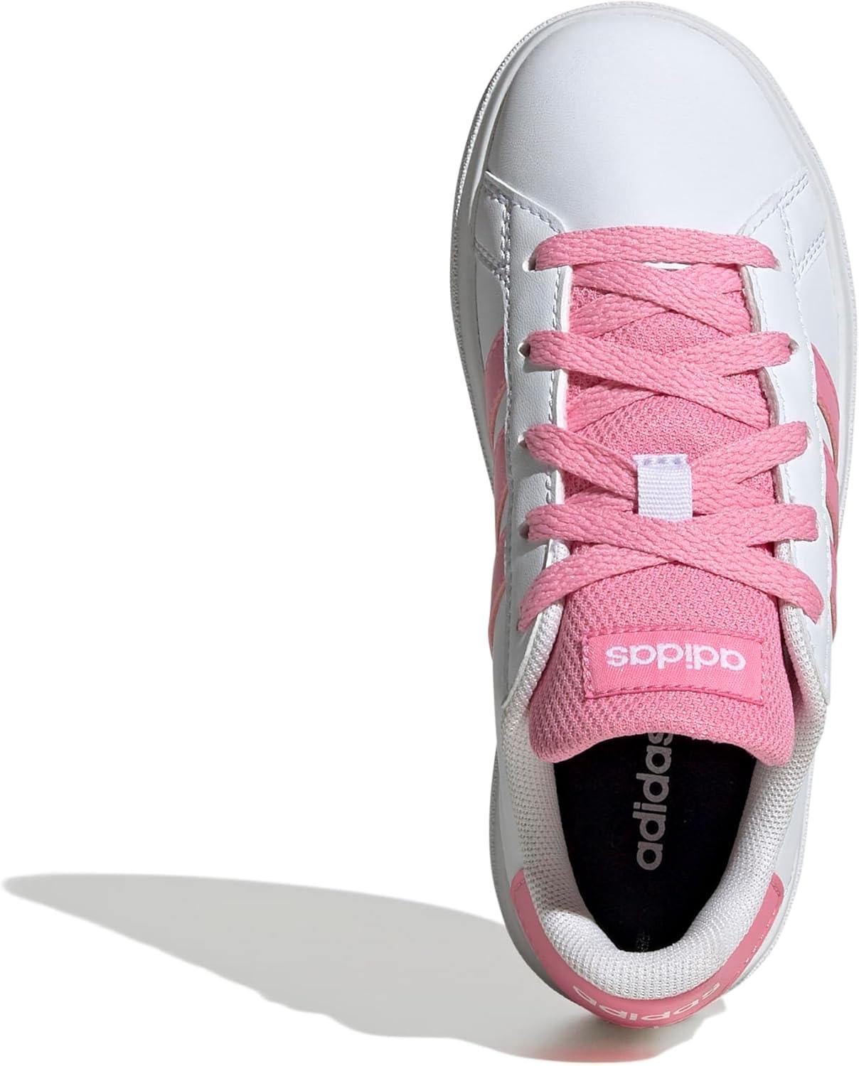 image:imageAdidas UnisexChild Grand Court 20 Elastic Lace ampamp StrapWhiteBliss PinkBlack