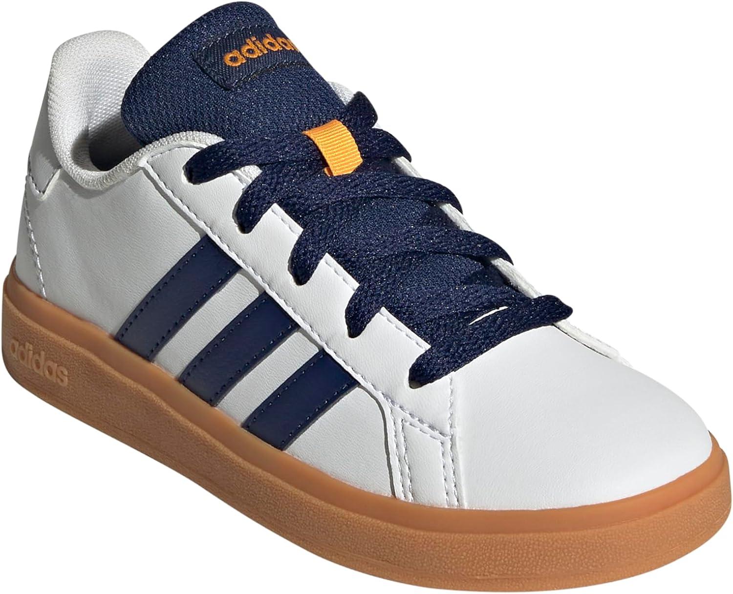 image:imageAdidas UnisexChild Grand Court 20 Elastic Lace ampamp StrapWhiteDark BlueGum