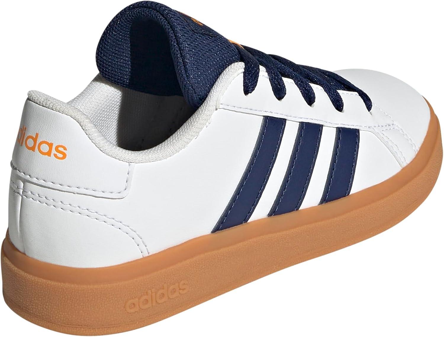image:imageAdidas UnisexChild Grand Court 20 Elastic Lace ampamp StrapWhiteDark BlueGum