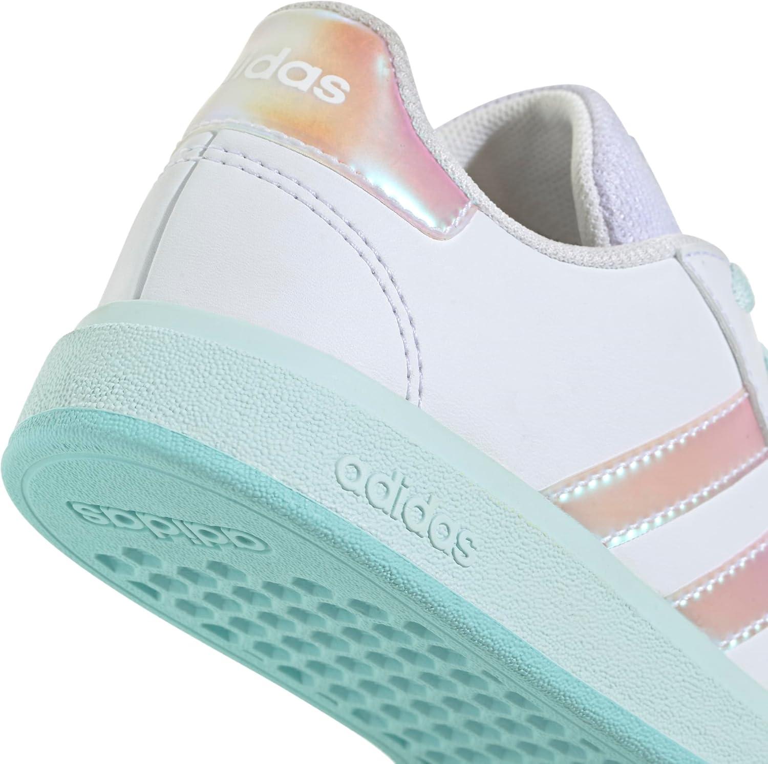 image:imageAdidas UnisexChild Grand Court 20 Elastic Lace ampamp StrapWhiteFlash AquaHalo Mint
