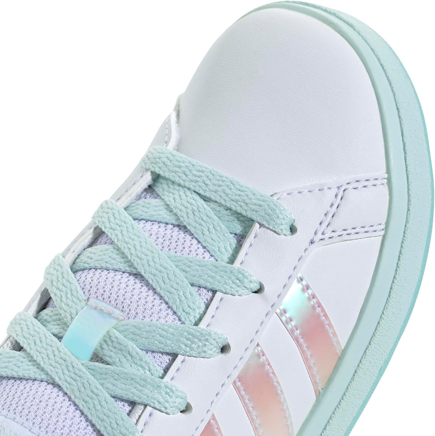 image:imageAdidas UnisexChild Grand Court 20 Elastic Lace ampamp StrapWhiteFlash AquaHalo Mint
