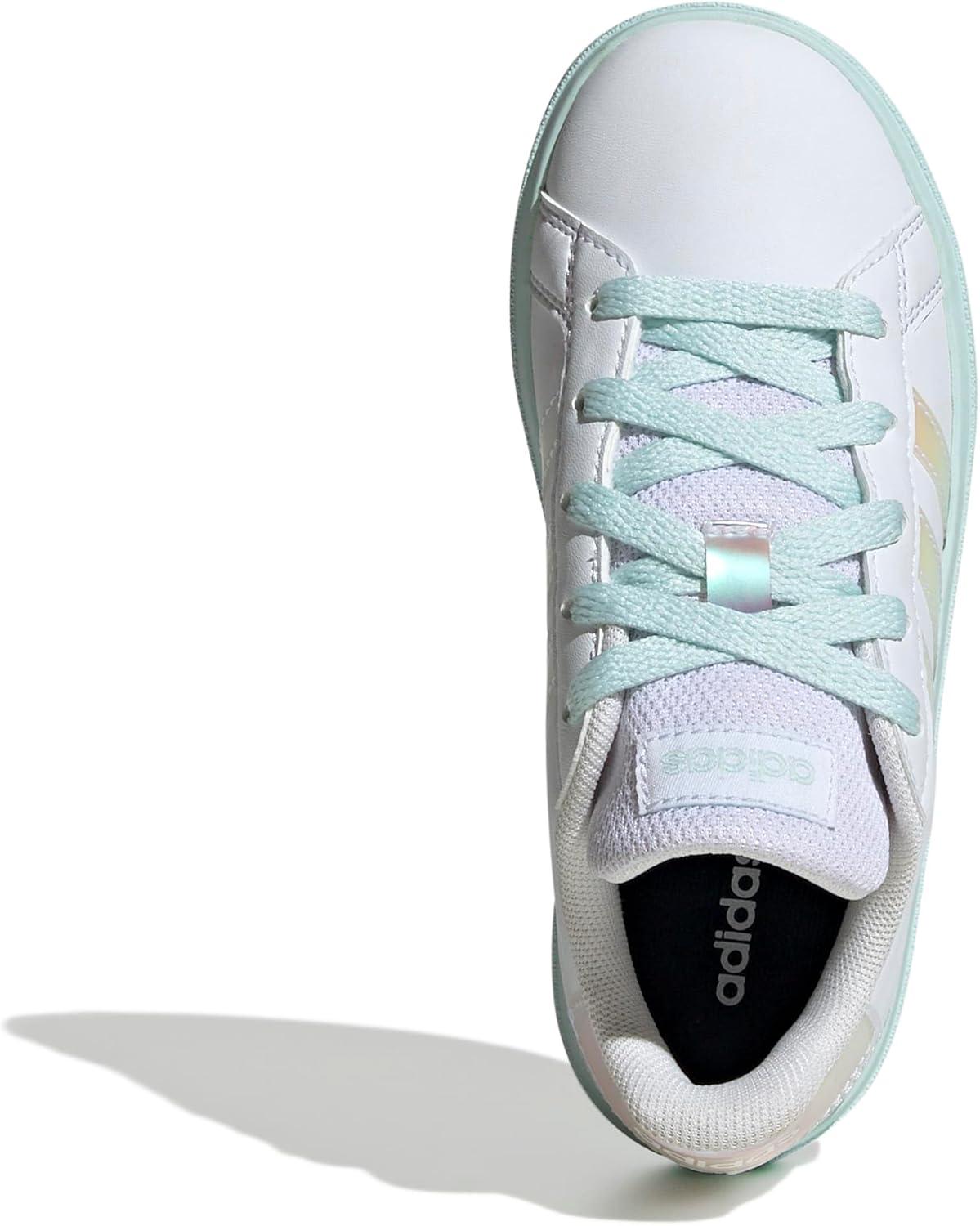 image:imageAdidas UnisexChild Grand Court 20 Elastic Lace ampamp StrapWhiteFlash AquaHalo Mint