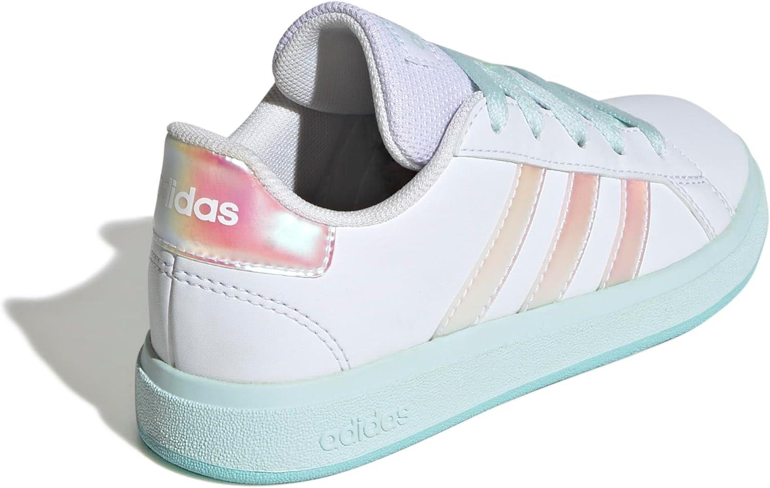image:imageAdidas UnisexChild Grand Court 20 Elastic Lace ampamp StrapWhiteFlash AquaHalo Mint