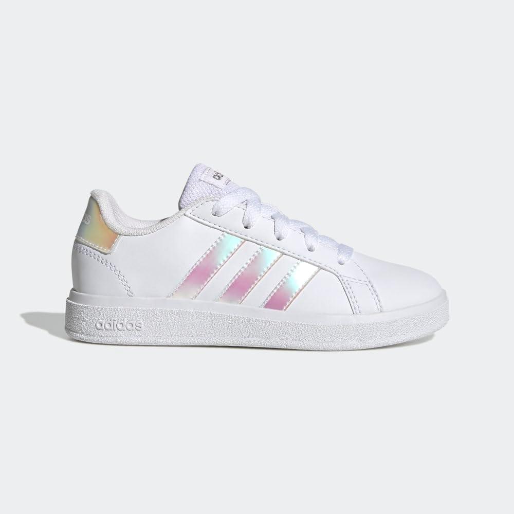 image:imageAdidas UnisexChild Grand Court 20 Elastic Lace ampamp StrapWhiteIridescentWhite2022