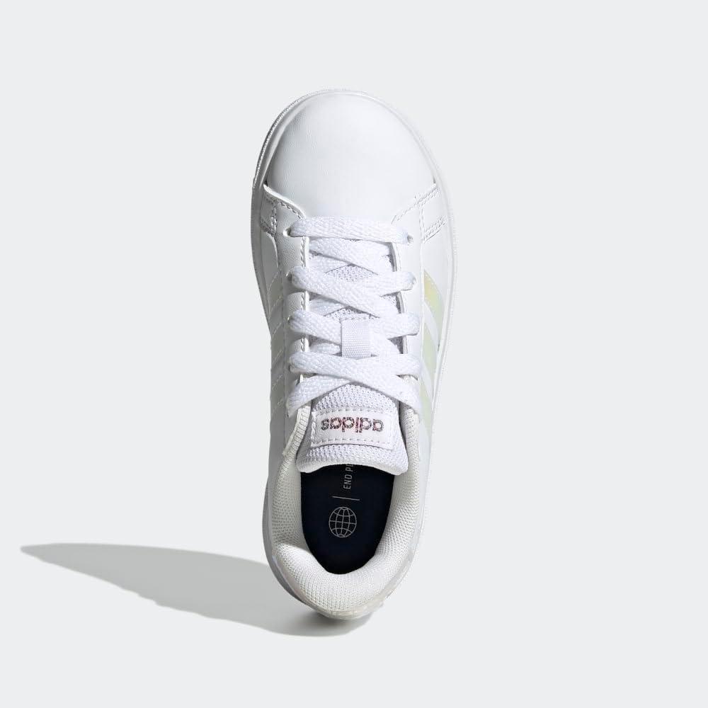 image:imageAdidas UnisexChild Grand Court 20 Elastic Lace ampamp StrapWhiteIridescentWhite2022