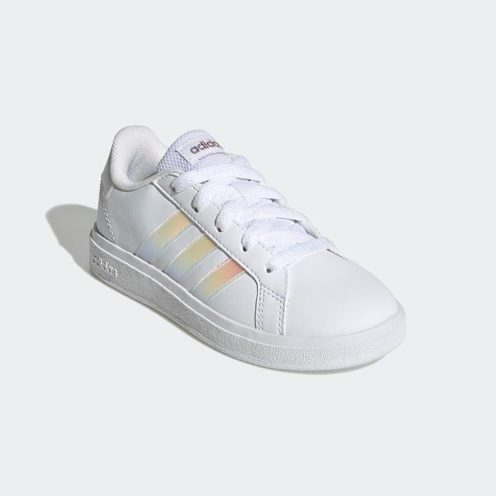 image:imageAdidas UnisexChild Grand Court 20 Elastic Lace ampamp StrapWhiteIridescentWhite2022