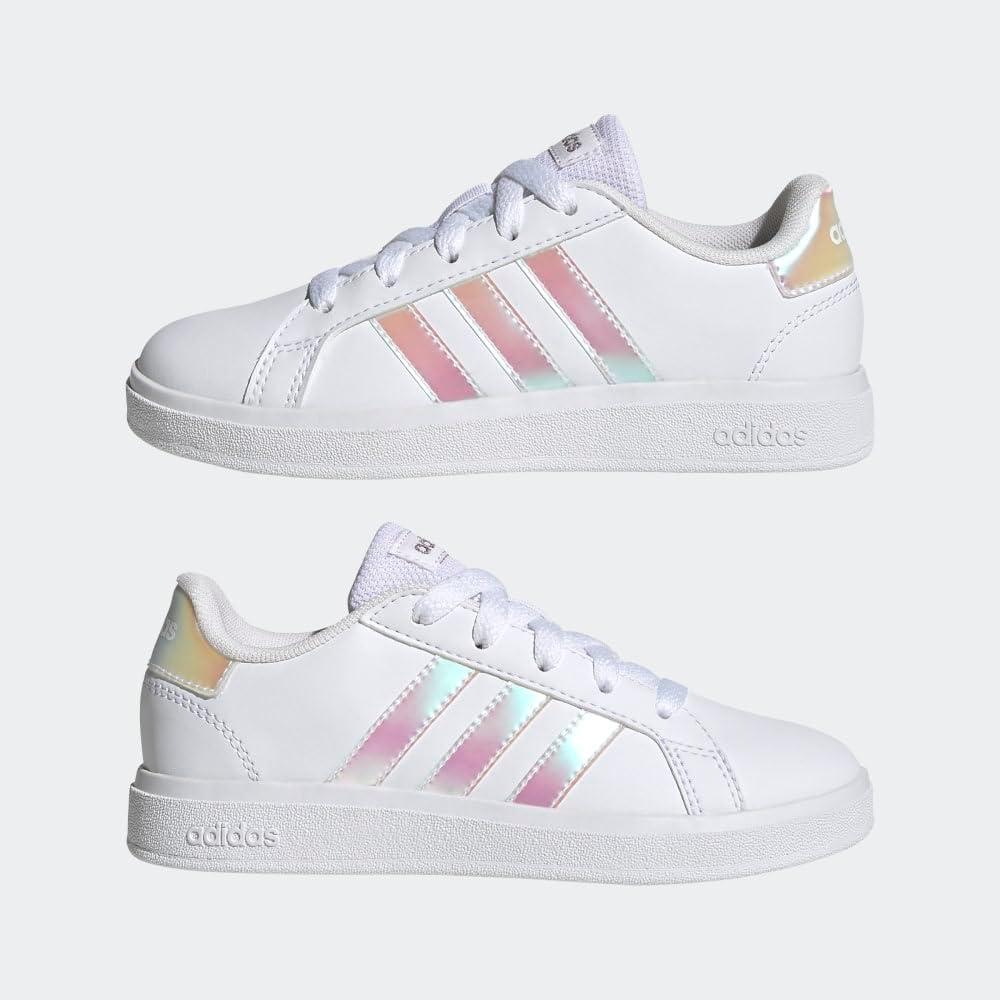 image:imageAdidas UnisexChild Grand Court 20 Elastic Lace ampamp StrapWhiteIridescentWhite2022
