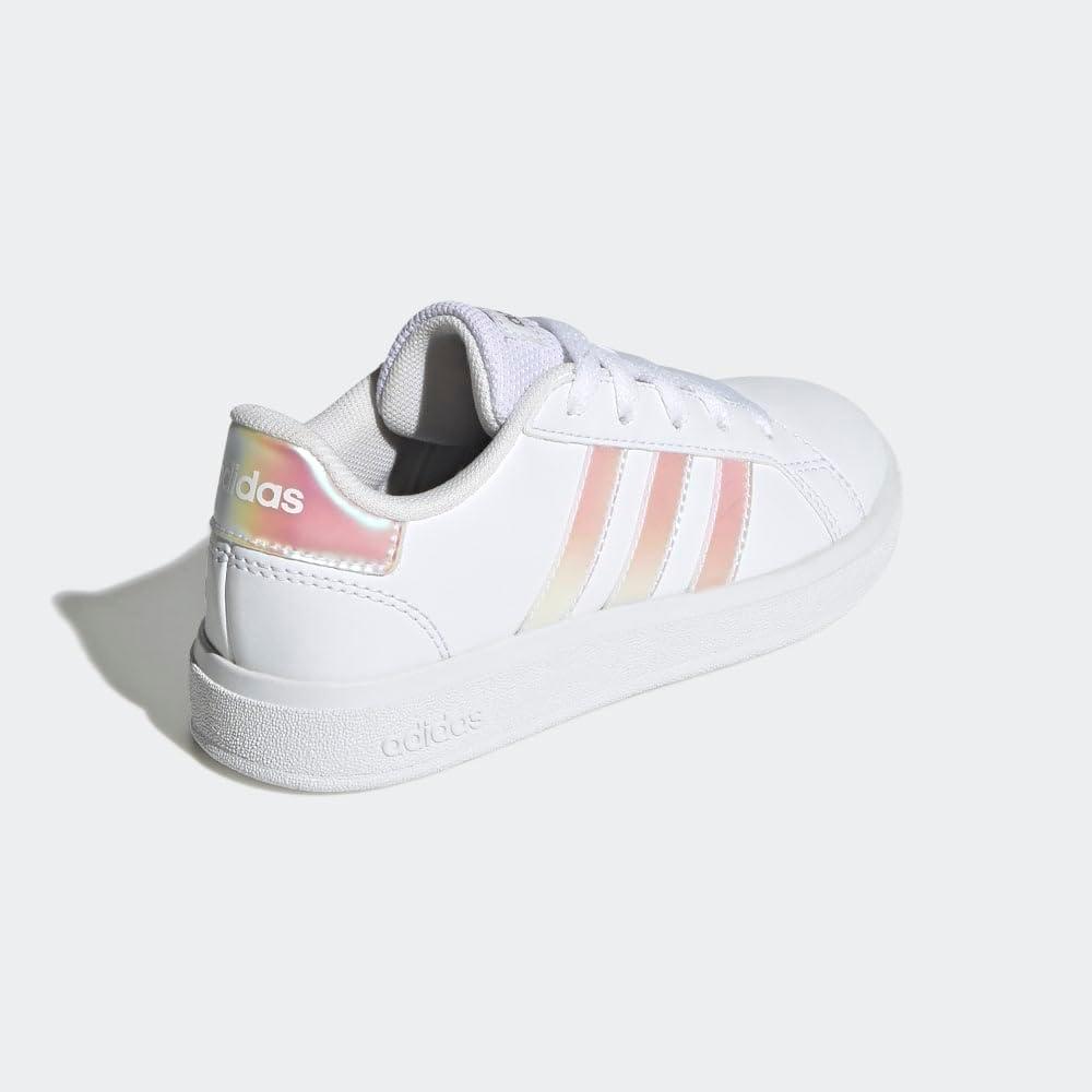 image:imageAdidas UnisexChild Grand Court 20 Elastic Lace ampamp StrapWhiteIridescentWhite2022