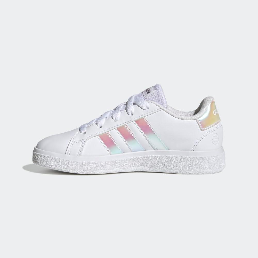 image:imageAdidas UnisexChild Grand Court 20 Elastic Lace ampamp StrapWhiteIridescentWhite2022
