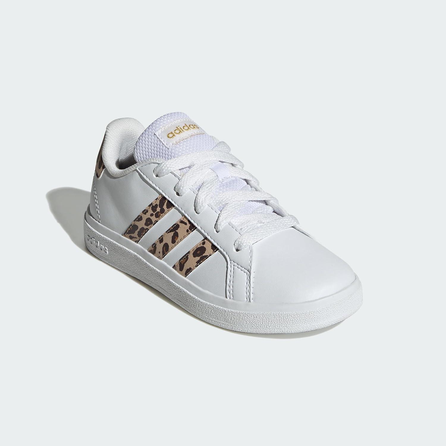 image:imageAdidas UnisexChild Grand Court 20 Elastic Lace ampamp StrapWhiteMagic BeigeMatte Gold