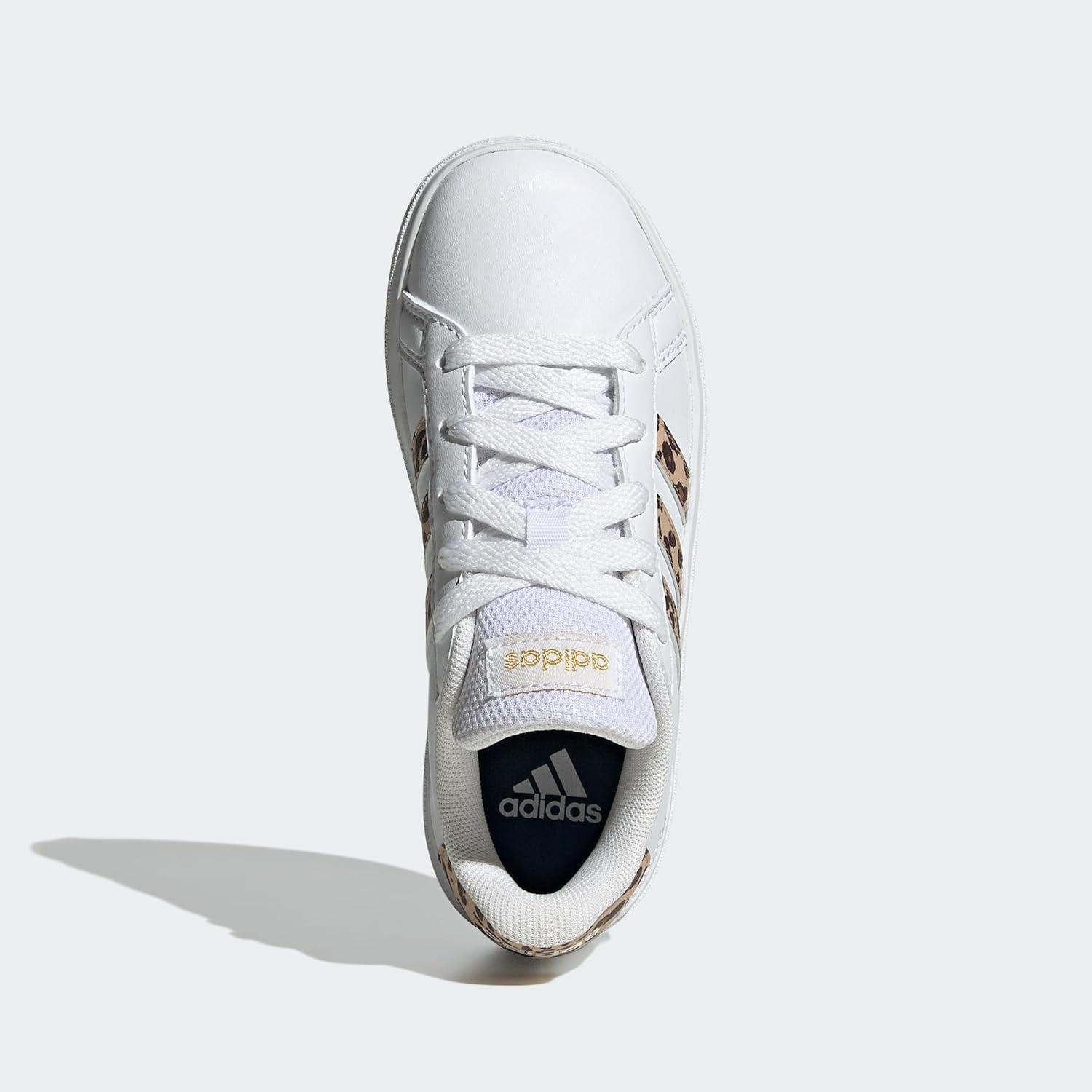 image:imageAdidas UnisexChild Grand Court 20 Elastic Lace ampamp StrapWhiteMagic BeigeMatte Gold