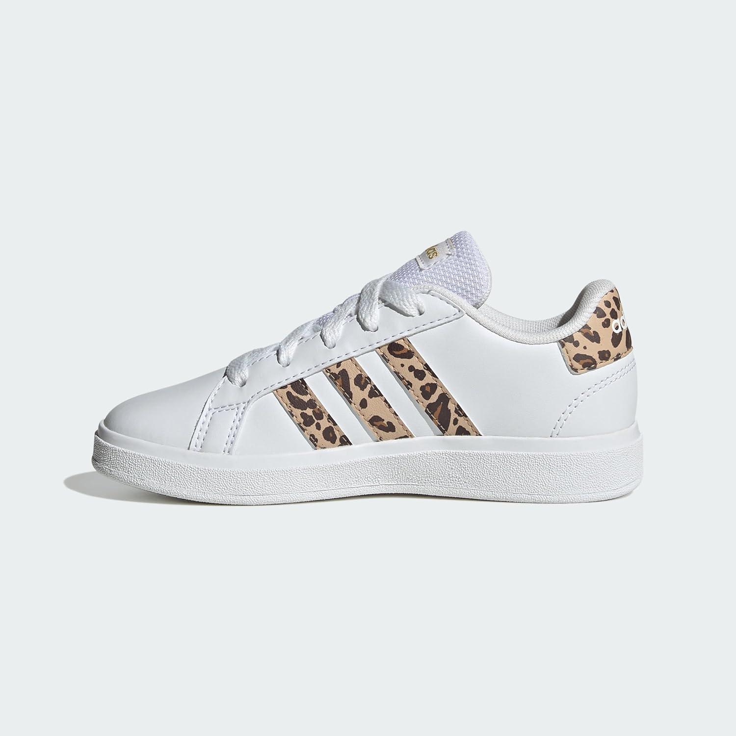 image:imageAdidas UnisexChild Grand Court 20 Elastic Lace ampamp StrapWhiteMagic BeigeMatte Gold