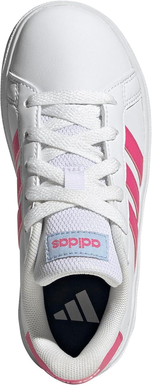 image:imageAdidas UnisexChild Grand Court 20 Elastic Lace ampamp StrapWhitePulse MagentaBlue