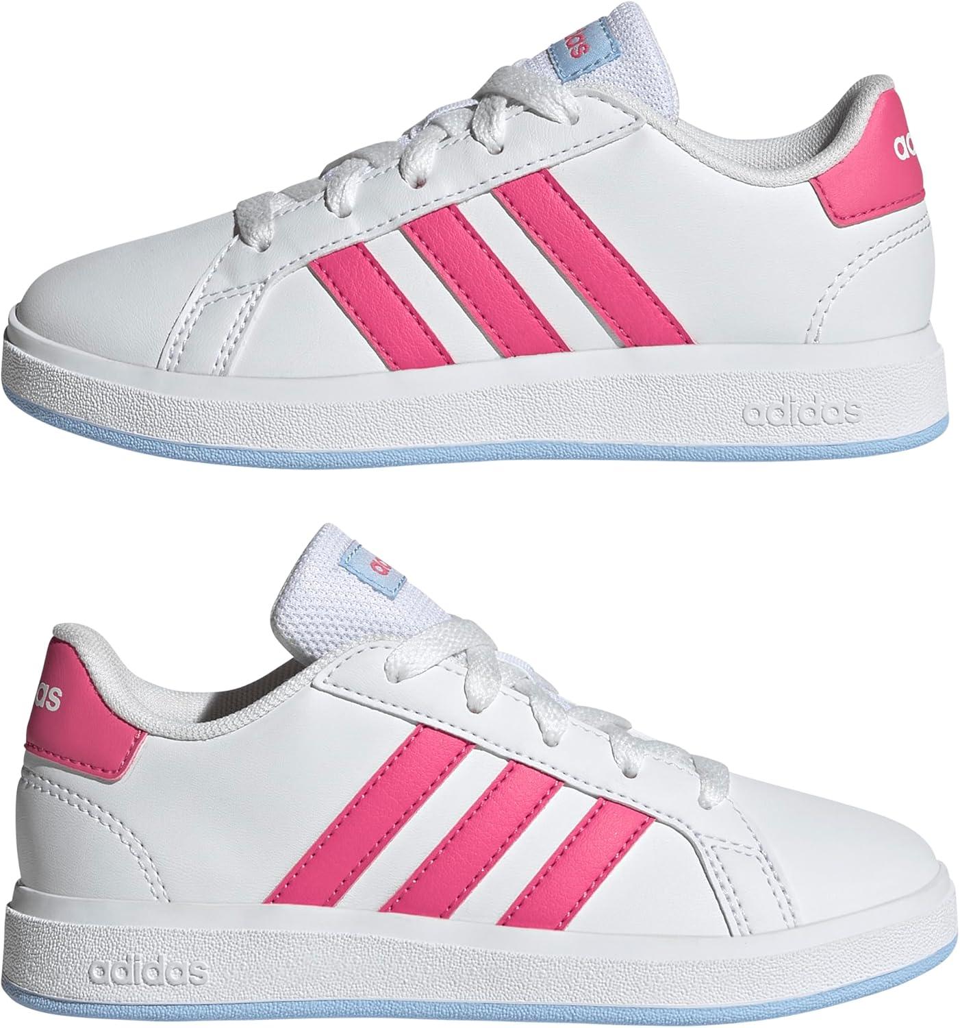 image:imageAdidas UnisexChild Grand Court 20 Elastic Lace ampamp StrapWhitePulse MagentaBlue
