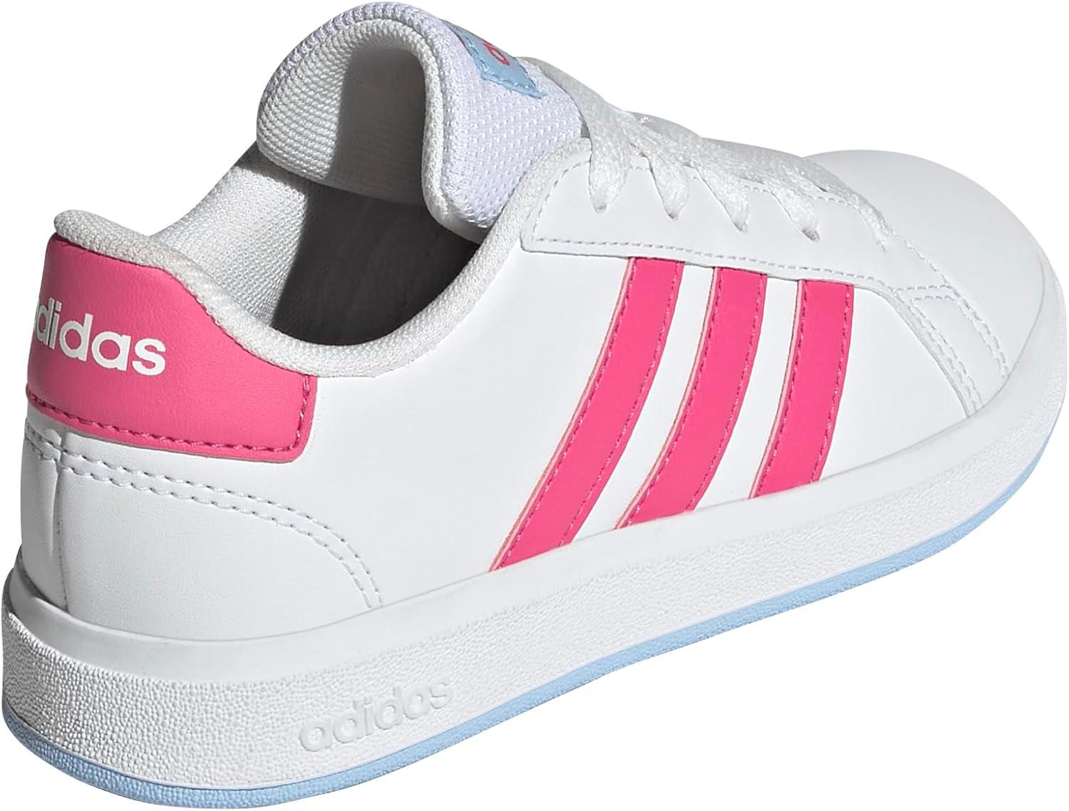 image:imageAdidas UnisexChild Grand Court 20 Elastic Lace ampamp StrapWhitePulse MagentaBlue
