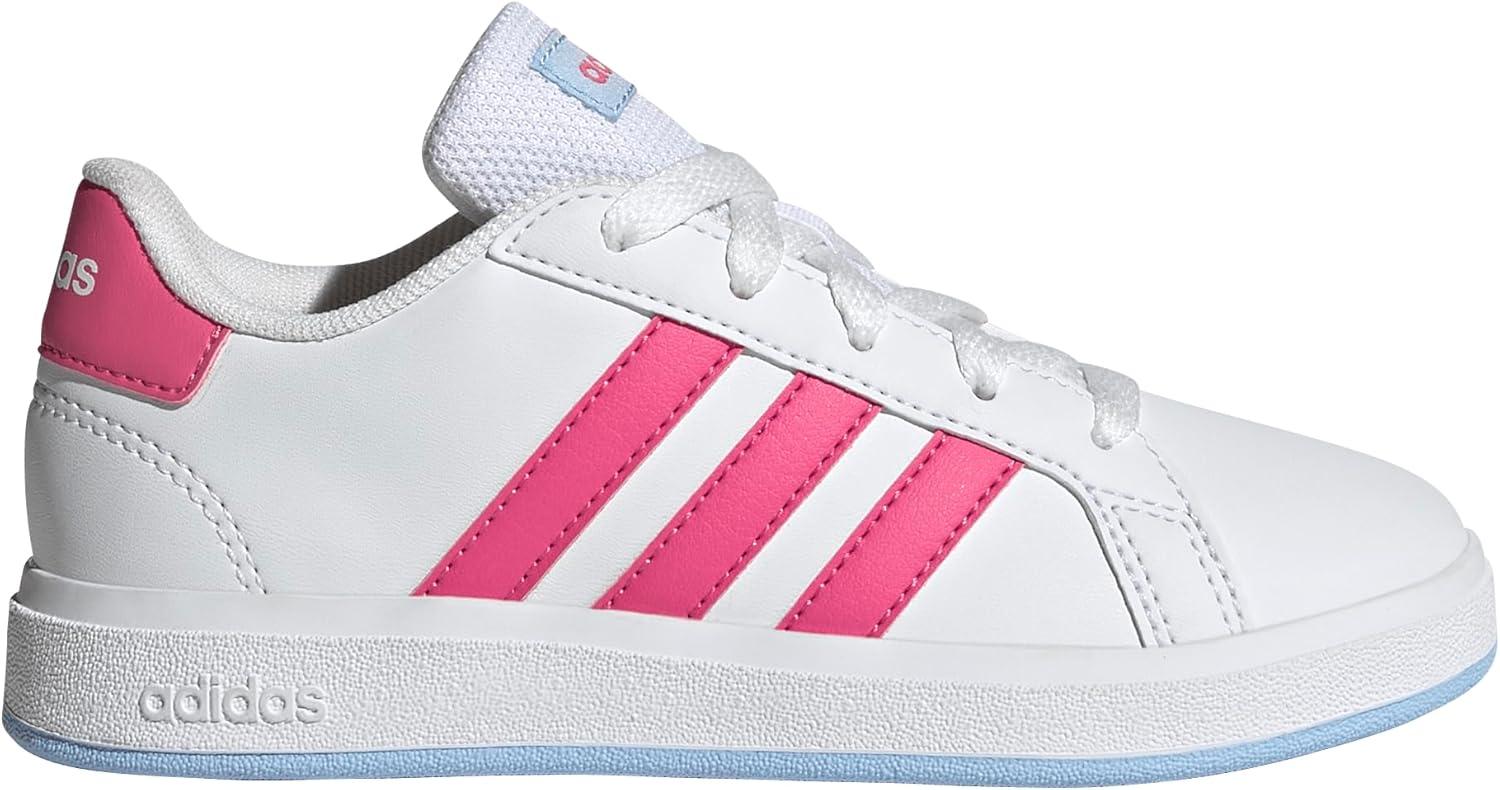 image:imageAdidas UnisexChild Grand Court 20 Elastic Lace ampamp StrapWhitePulse MagentaBlue