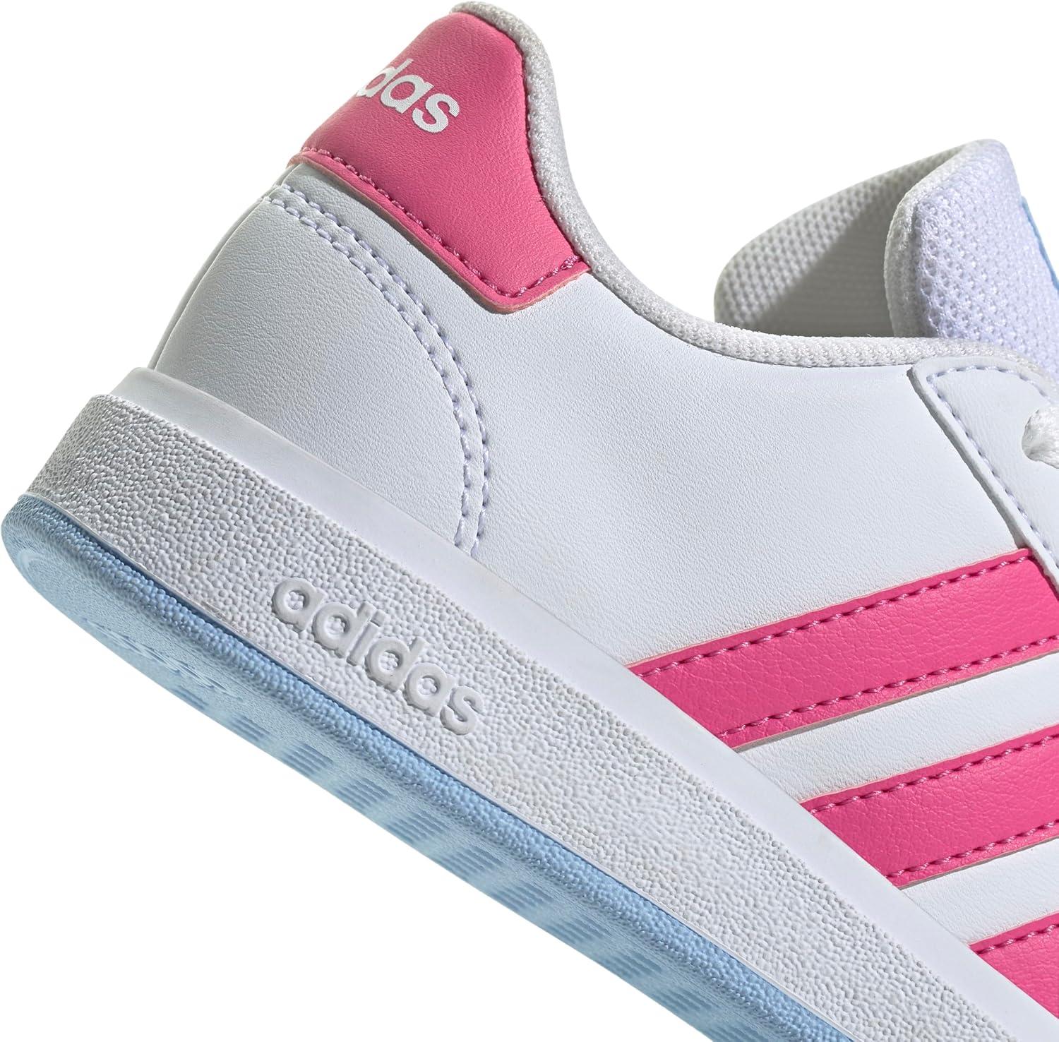 image:imageAdidas UnisexChild Grand Court 20 Elastic Lace ampamp StrapWhitePulse MagentaBlue