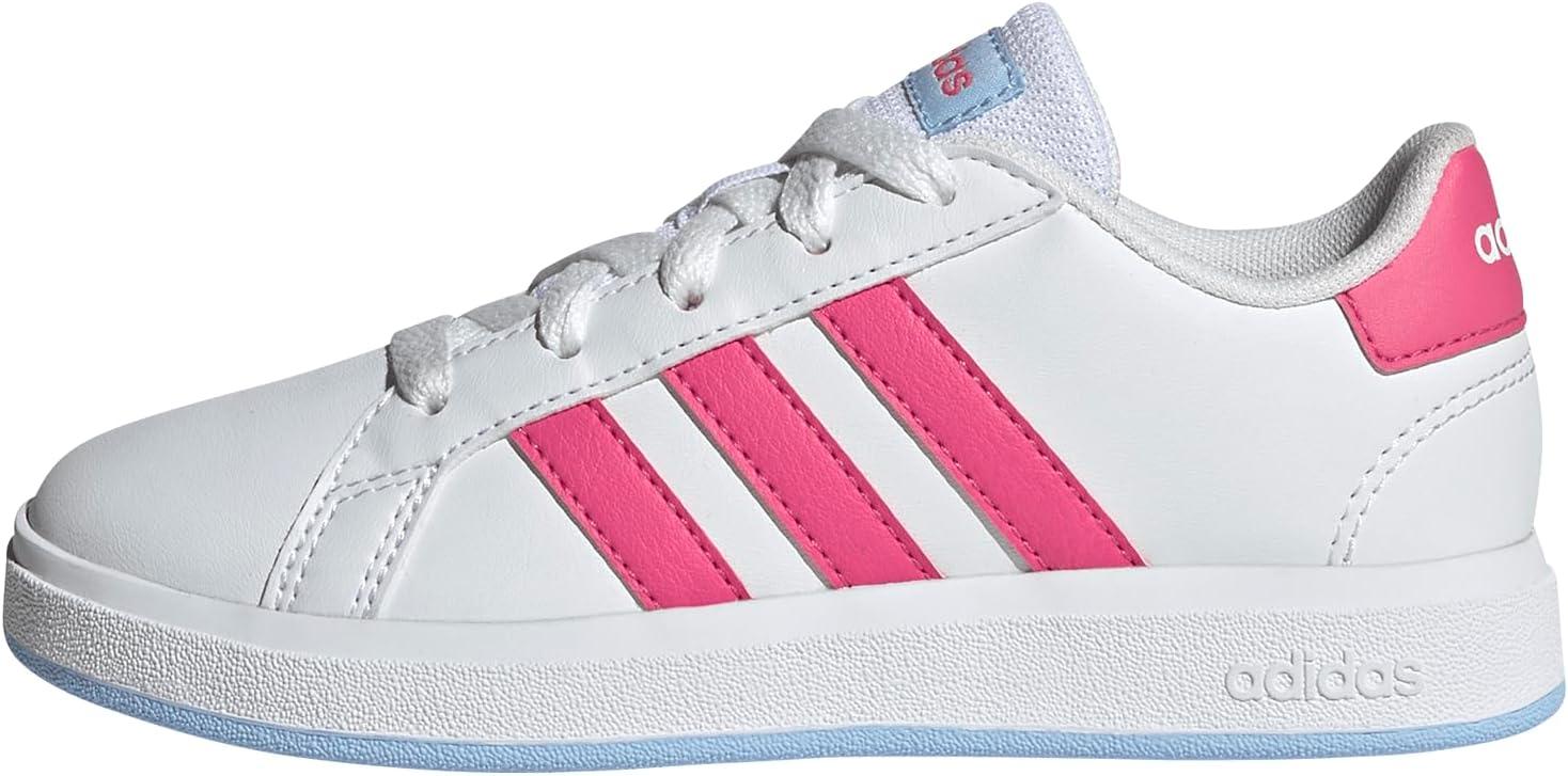 image:imageAdidas UnisexChild Grand Court 20 Elastic Lace ampamp StrapWhitePulse MagentaBlue