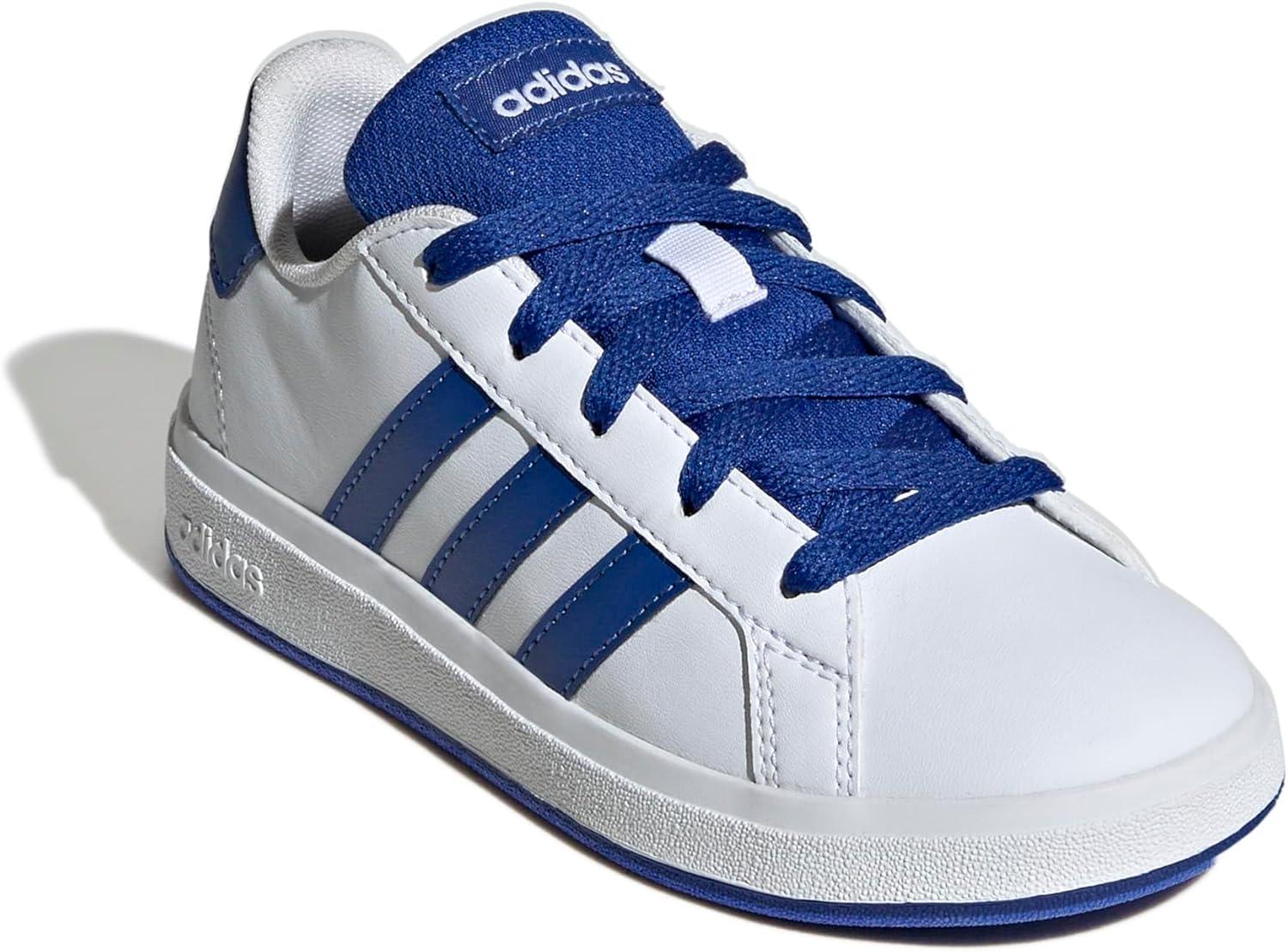 image:imageAdidas UnisexChild Grand Court 20 Elastic Lace ampamp StrapWhiteTeam Royal BlueBlack