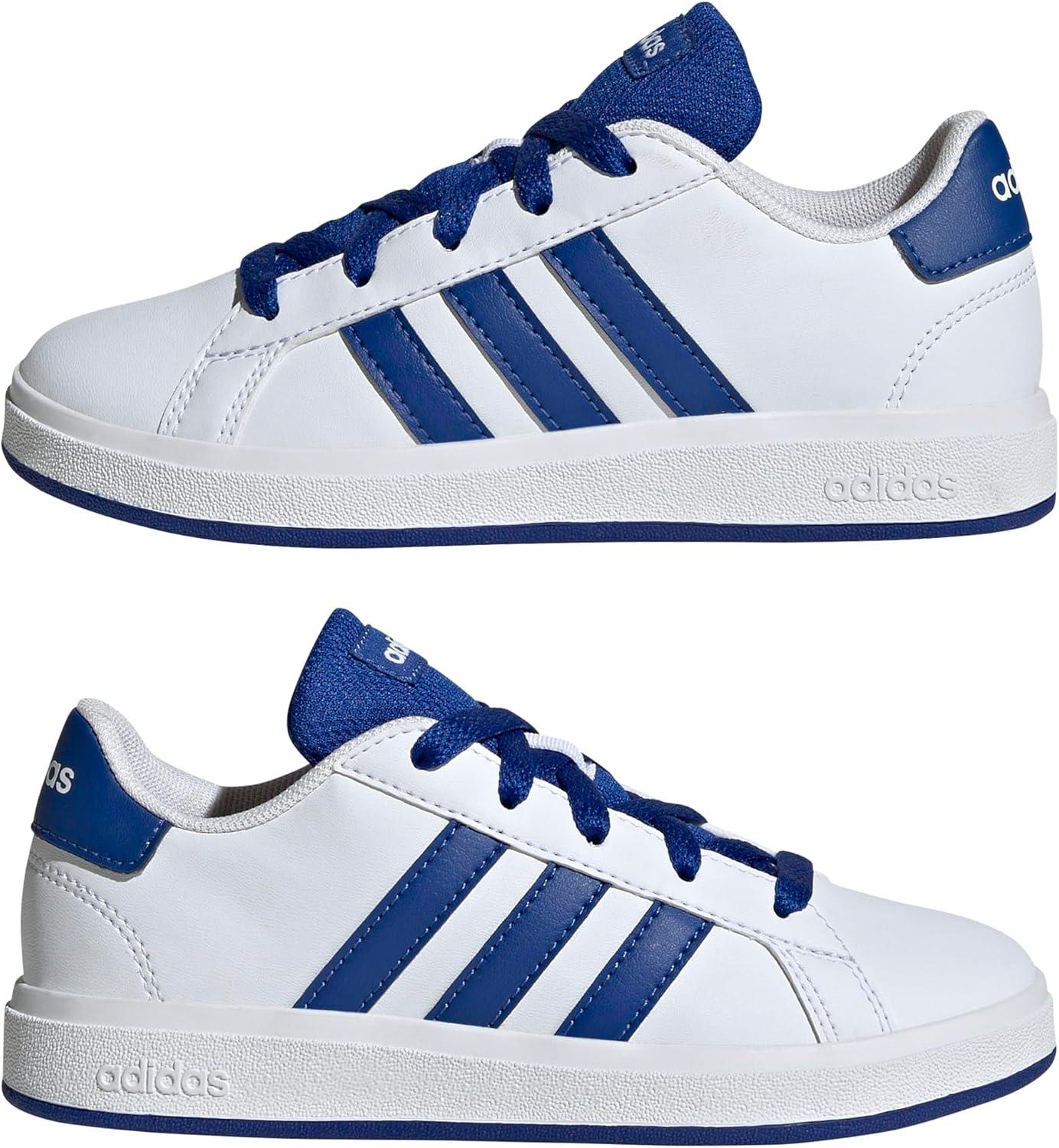 image:imageAdidas UnisexChild Grand Court 20 Elastic Lace ampamp StrapWhiteTeam Royal BlueBlack