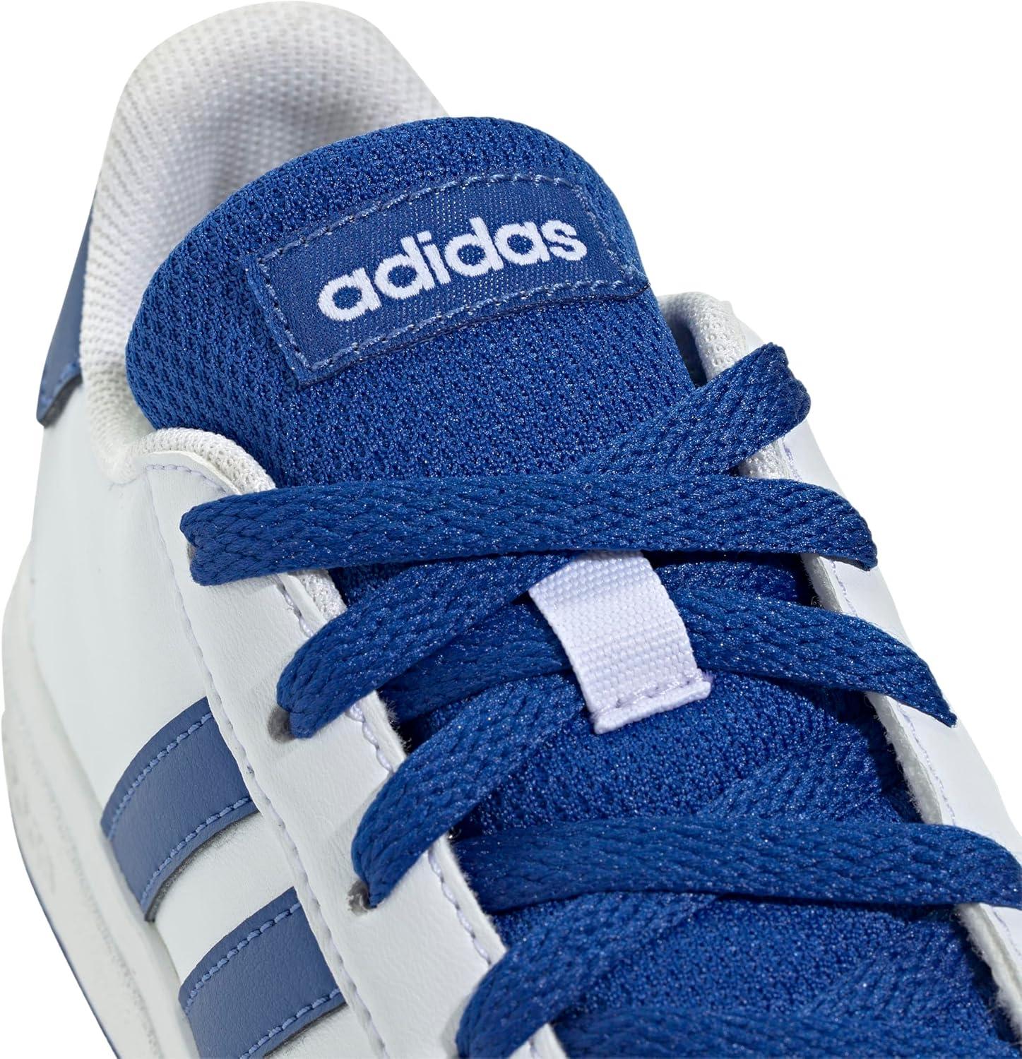 image:imageAdidas UnisexChild Grand Court 20 Elastic Lace ampamp StrapWhiteTeam Royal BlueBlack