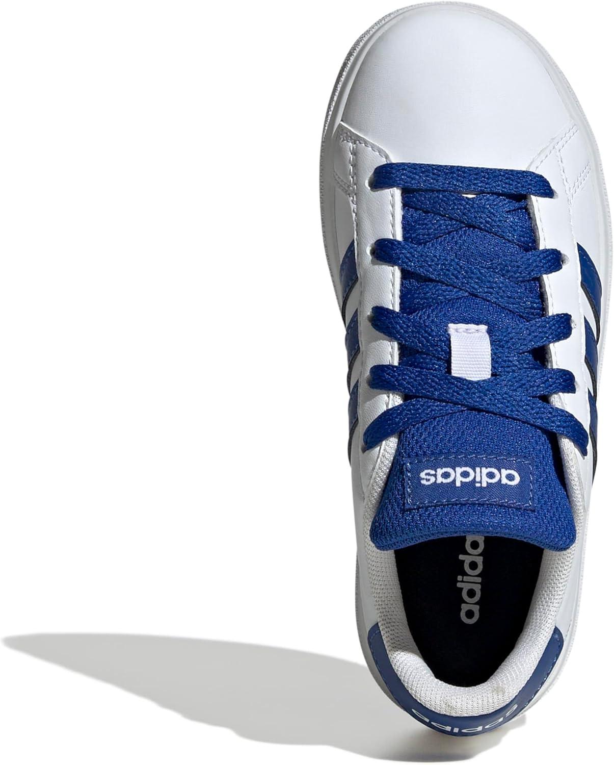 image:imageAdidas UnisexChild Grand Court 20 Elastic Lace ampamp StrapWhiteTeam Royal BlueBlack