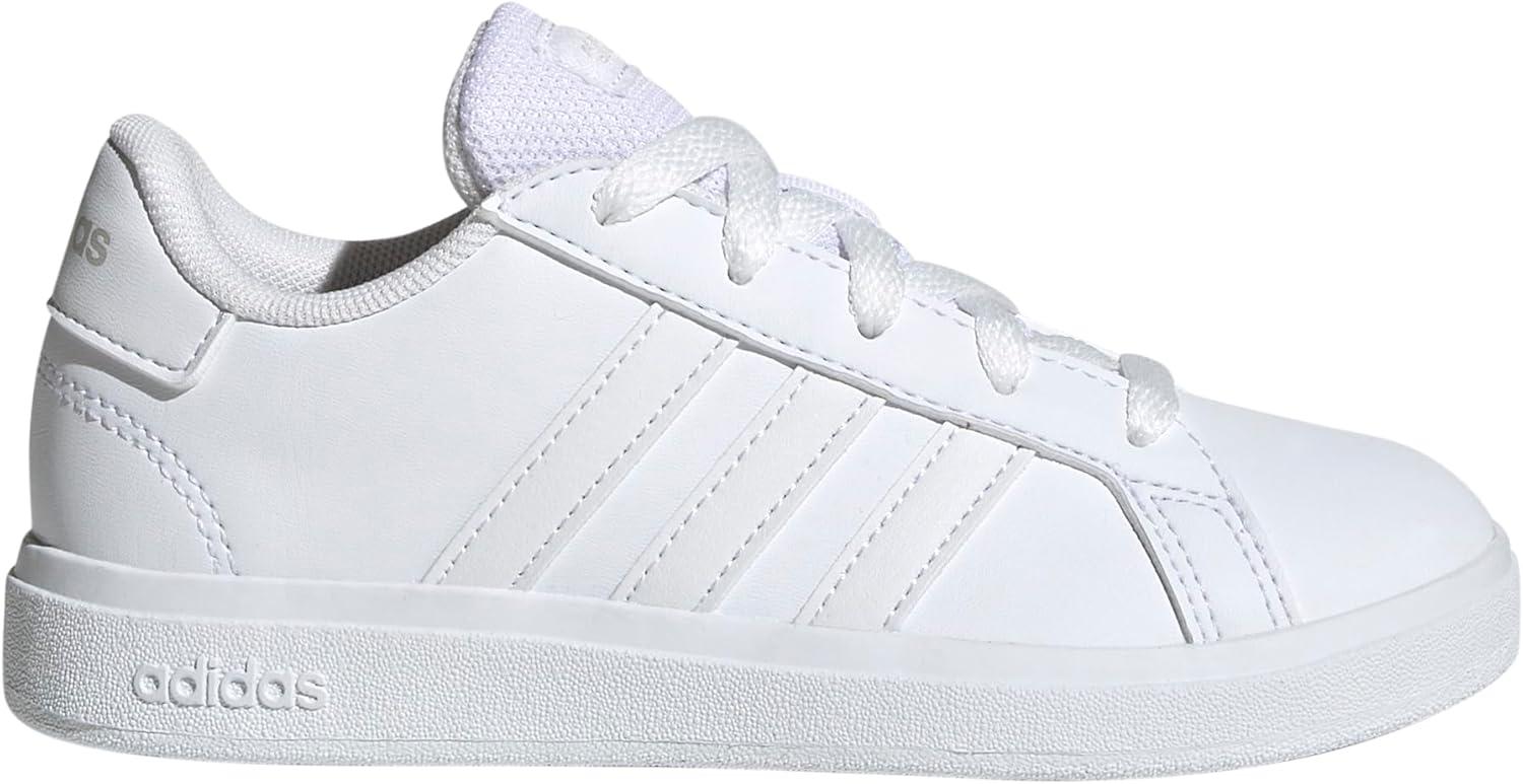 image:imageAdidas UnisexChild Grand Court 20 Elastic Lace ampamp StrapWhiteWhiteGrey
