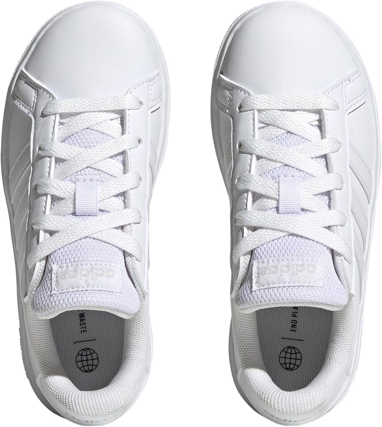 image:imageAdidas UnisexChild Grand Court 20 Elastic Lace ampamp StrapWhiteWhiteGrey