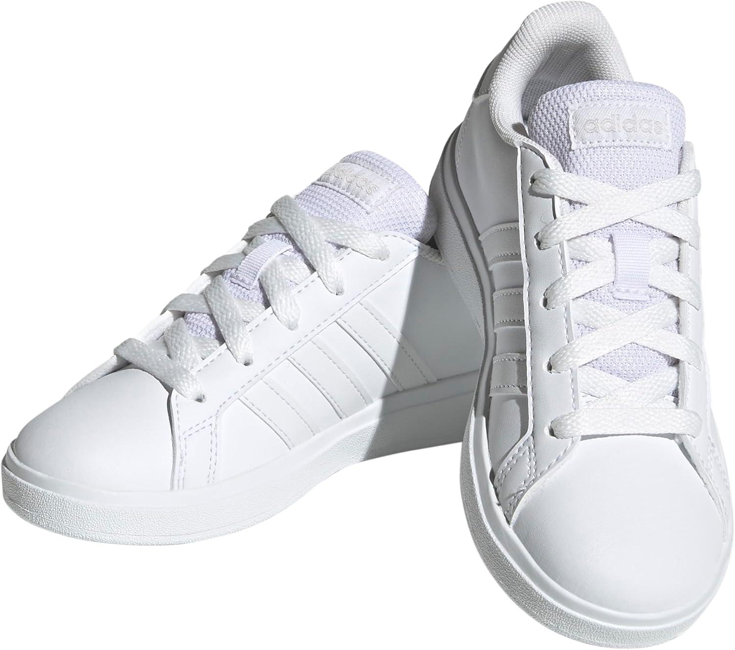 image:imageAdidas UnisexChild Grand Court 20 Elastic Lace ampamp StrapWhiteWhiteGrey
