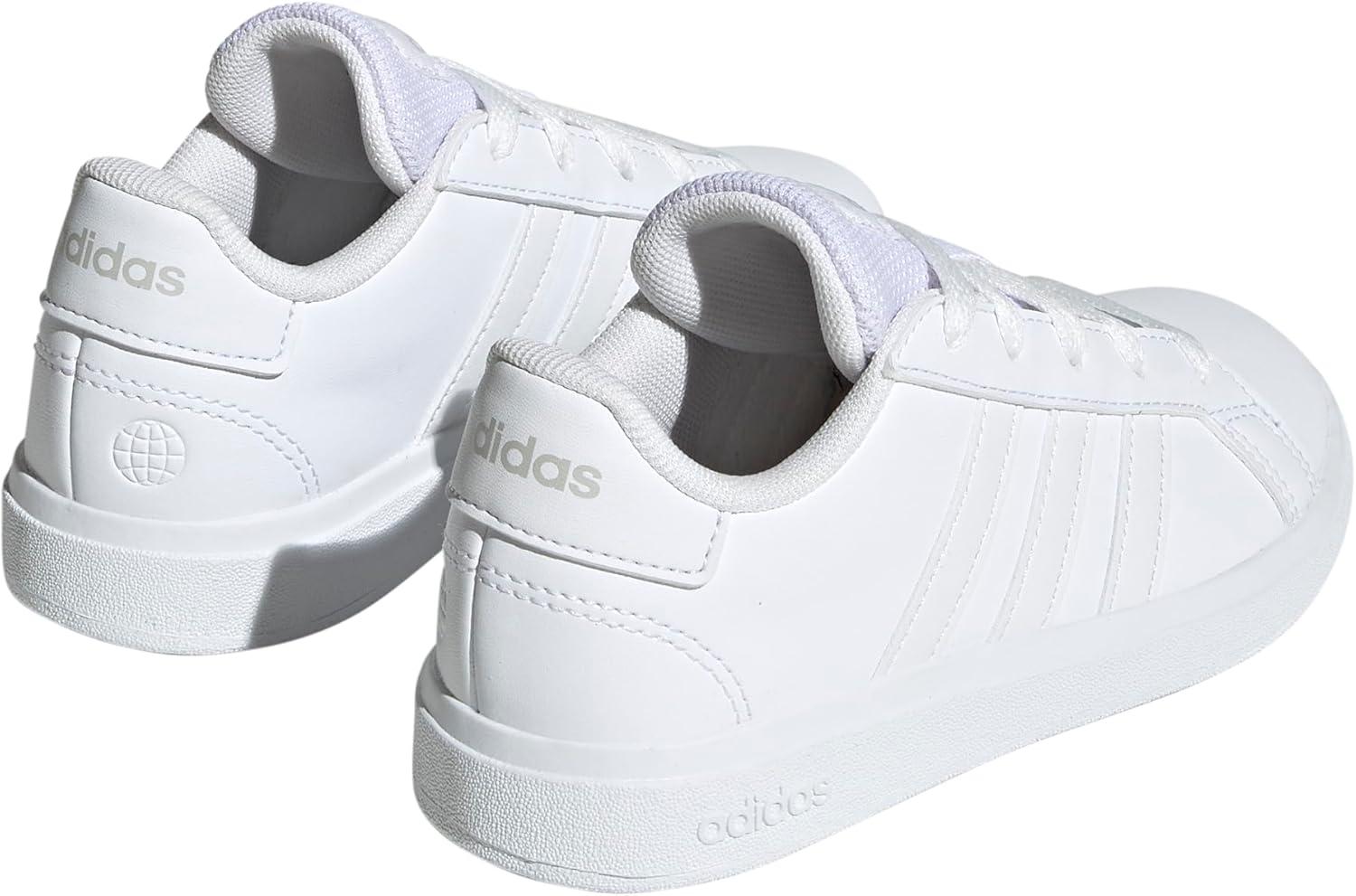 image:imageAdidas UnisexChild Grand Court 20 Elastic Lace ampamp StrapWhiteWhiteGrey