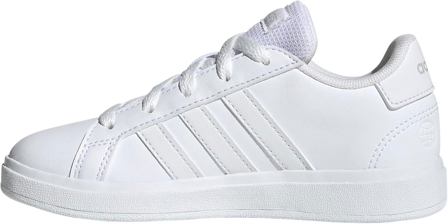 image:imageAdidas UnisexChild Grand Court 20 Elastic Lace ampamp StrapWhiteWhiteGrey
