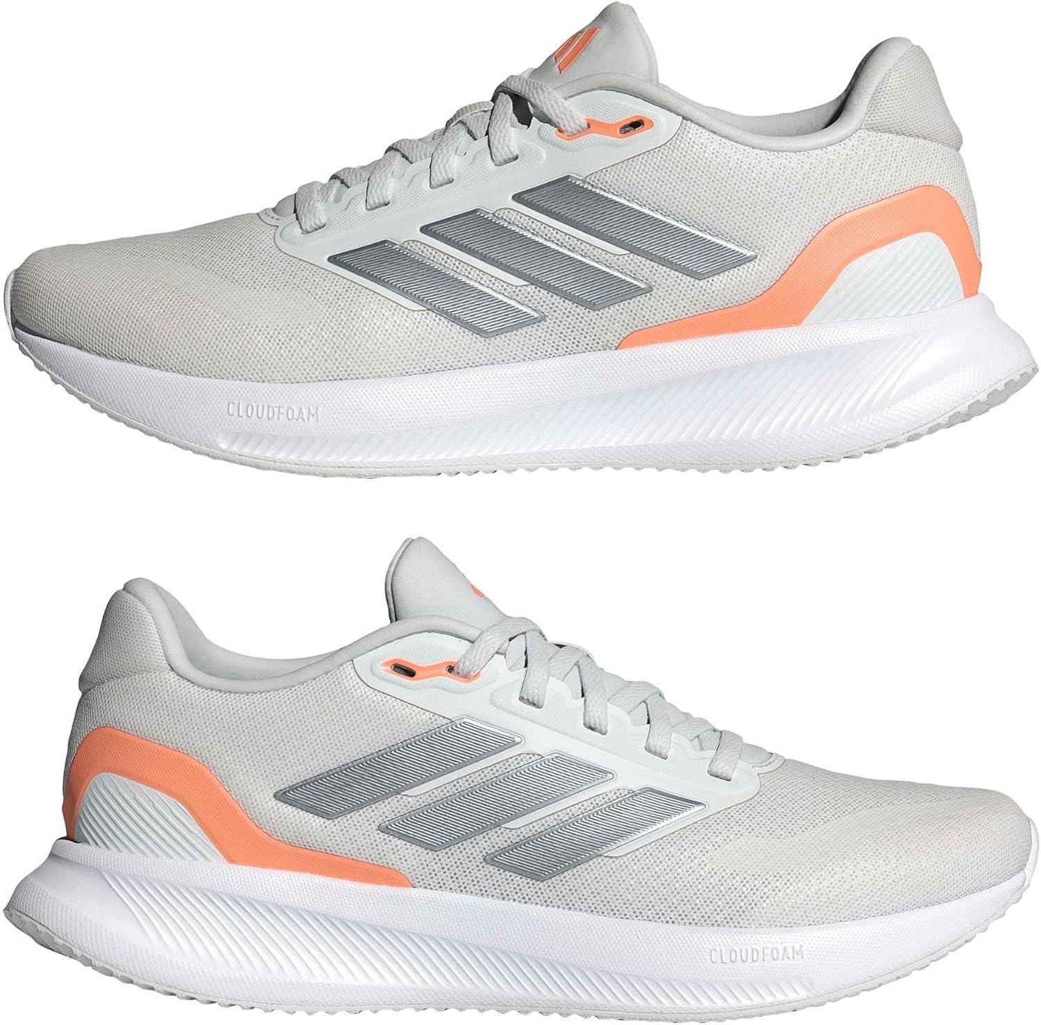 image:imageadidas Womens Run Falcon 5 Running ShoesCrystal WhiteIron MetallicBeam Orange