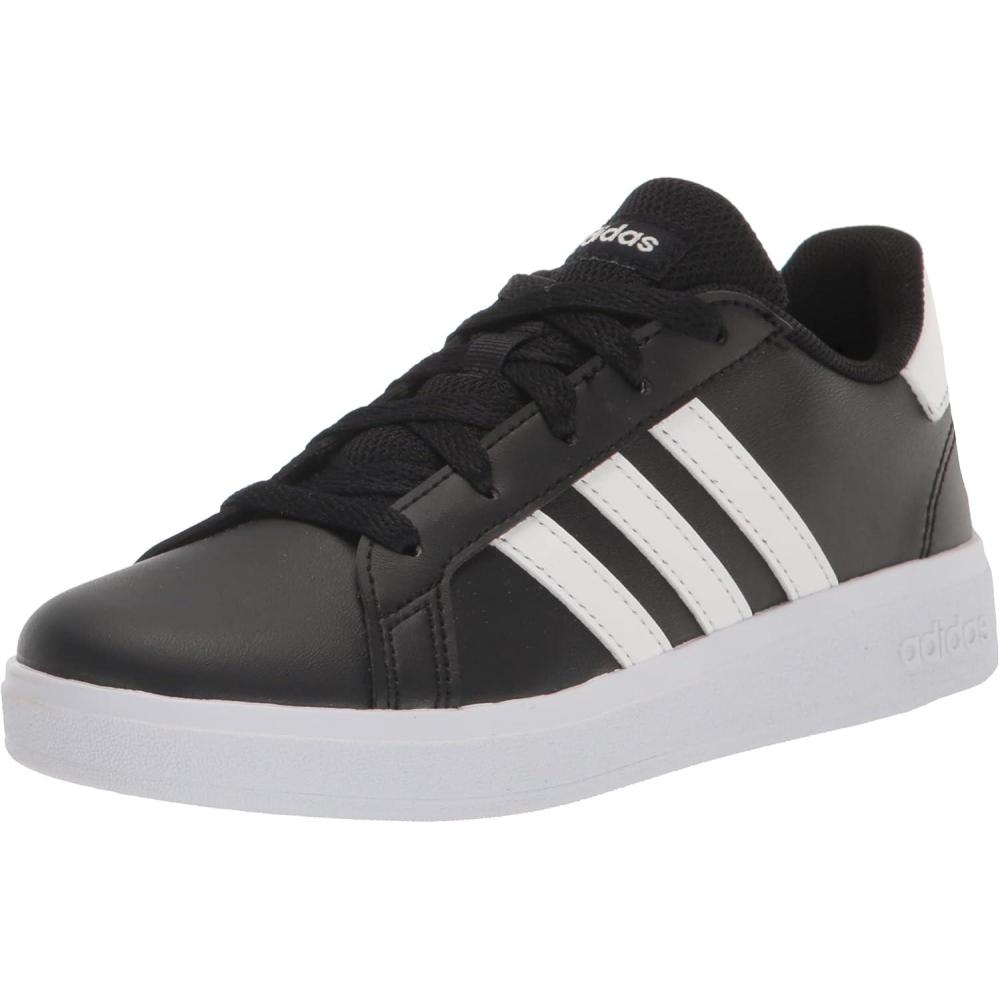 image:imageAdidas UnisexChild Grand Court 20 Elastic Lace ampamp StrapBlackWhiteBlack2022