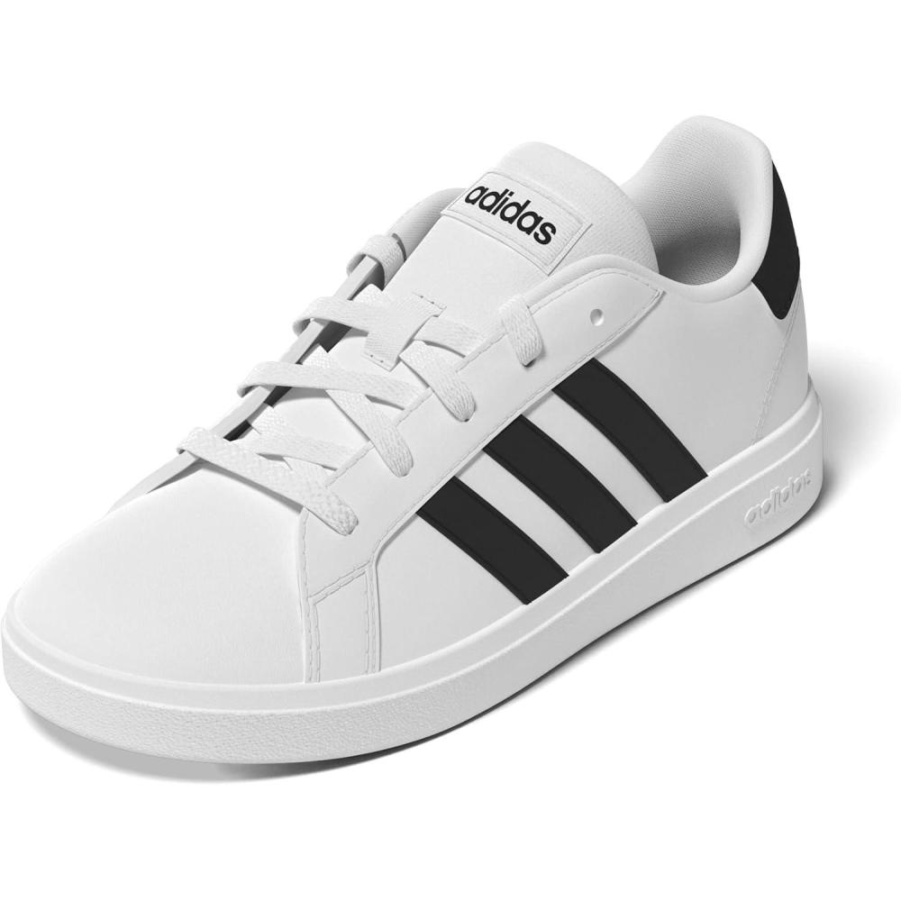 image:imageAdidas UnisexChild Grand Court 20 Elastic Lace ampamp StrapWhiteBlackBlack