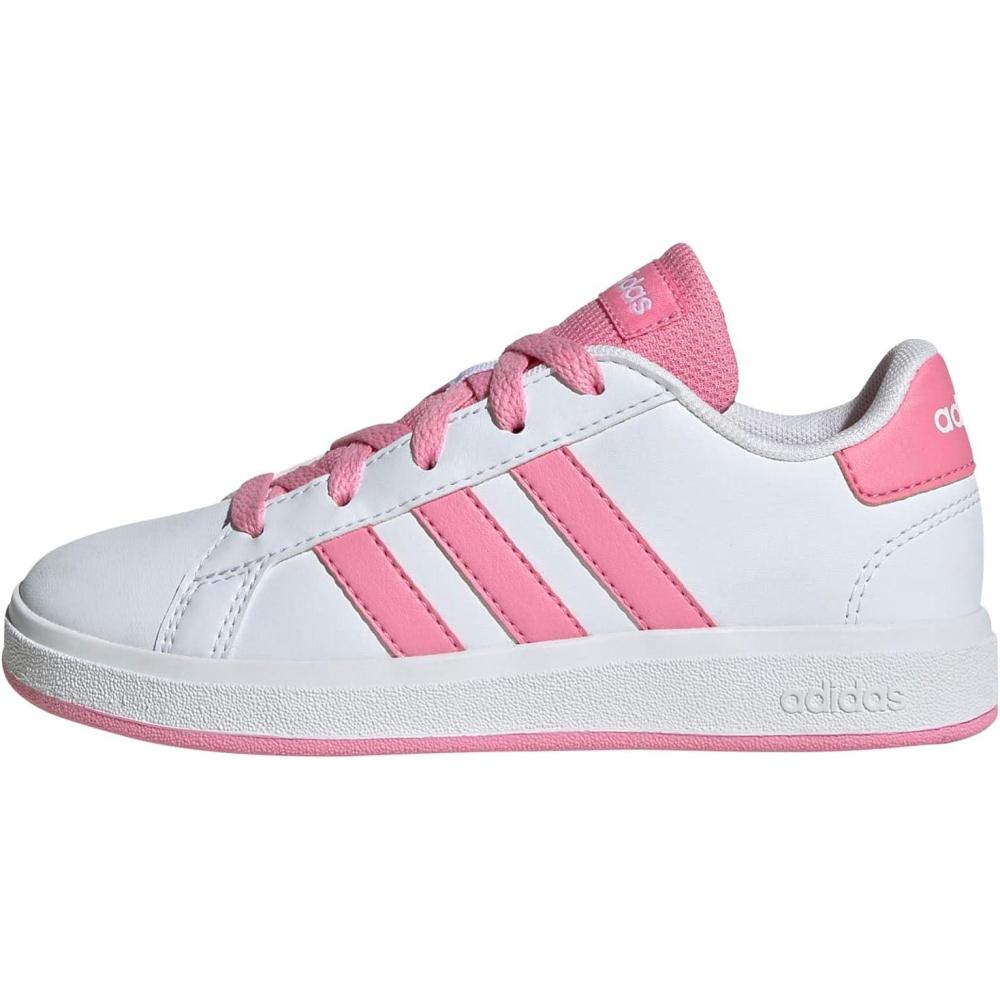 image:imageAdidas UnisexChild Grand Court 20 Elastic Lace ampamp StrapWhiteBliss PinkBlack