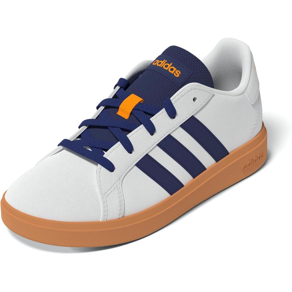 image:imageAdidas UnisexChild Grand Court 20 Elastic Lace ampamp StrapWhiteDark BlueGum