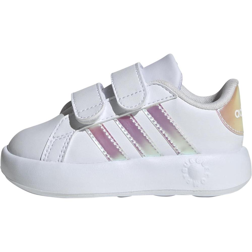 image:imageAdidas UnisexChild Grand Court 20 Elastic Lace ampamp StrapWhiteIridescentGrey