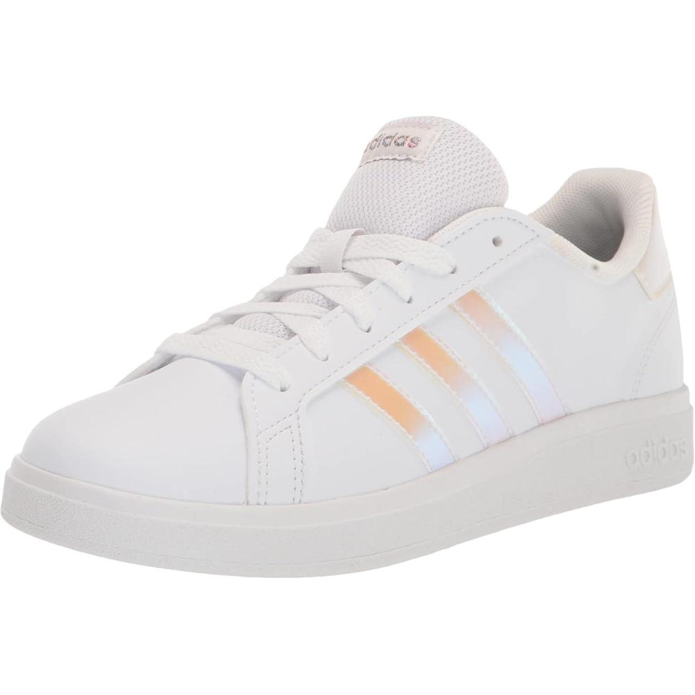 image:imageAdidas UnisexChild Grand Court 20 Elastic Lace ampamp StrapWhiteIridescentWhite