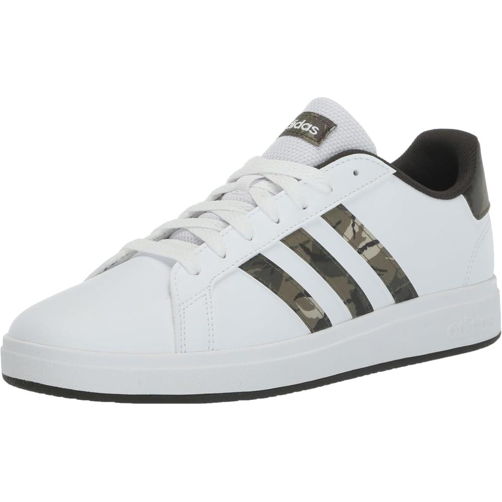 image:imageAdidas UnisexChild Grand Court 20 Elastic Lace ampamp StrapWhiteOlive StrataShadow Olive