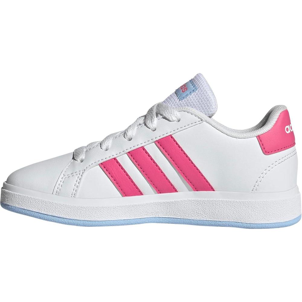 image:imageAdidas UnisexChild Grand Court 20 Elastic Lace ampamp StrapWhitePulse MagentaBlue