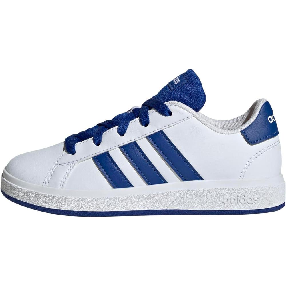 image:imageAdidas UnisexChild Grand Court 20 Elastic Lace ampamp StrapWhiteTeam Royal BlueBlack