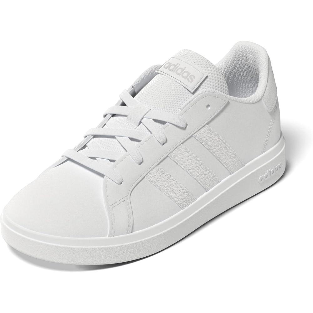 image:imageAdidas UnisexChild Grand Court 20 Elastic Lace ampamp StrapWhiteWhiteGrey