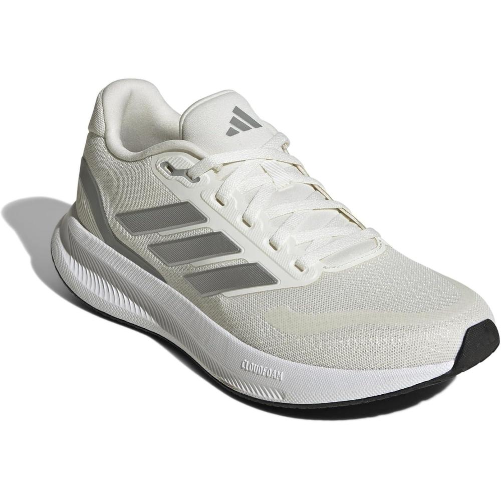 image:imageadidas Womens Run Falcon 5 Running ShoesOff WhiteSilver MetallicBlack
