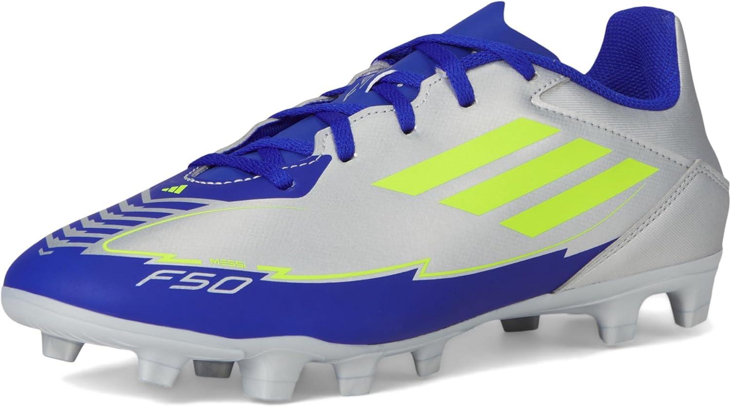 image:imageAdidas UnisexAdult F50 Club Messi Firm GroundMulti GroundSilver MetallicSolar YellowLucid Blue