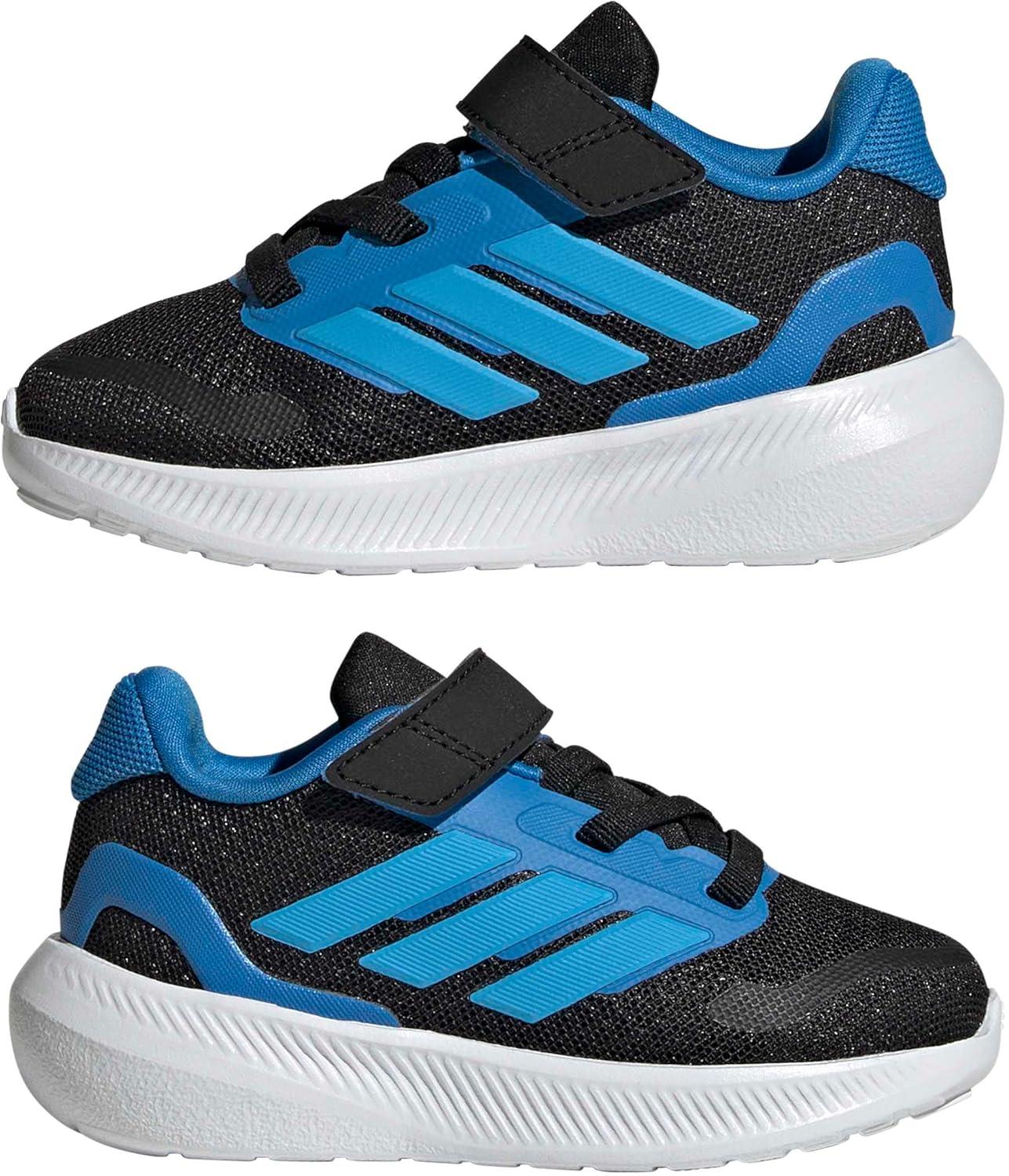image:imageadidas Baby Run Falcon 5 Elastic Lace ampamp Strap ShoeBlackLucid AquamarineLucid Ray Blue