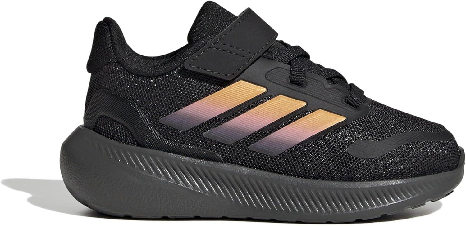 image:imageadidas Baby Run Falcon 5 Elastic Lace ampamp Strap ShoeBlackSparkPink Spark