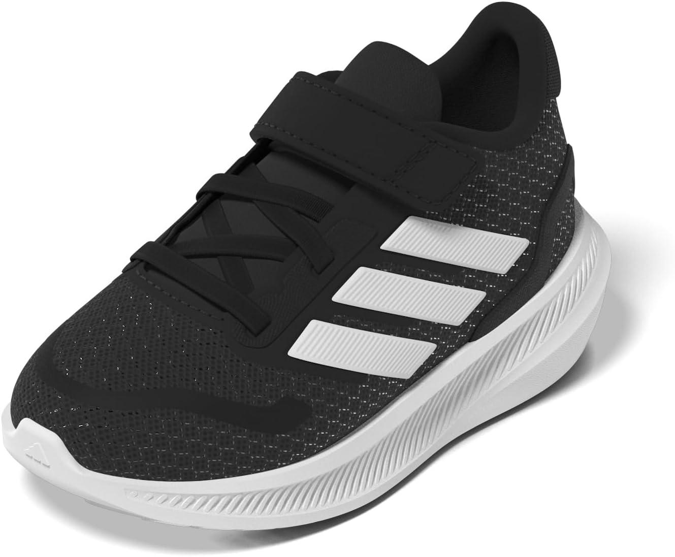 image:imageadidas Baby Run Falcon 5 Elastic Lace ampamp Strap ShoeBlackWhiteWhite