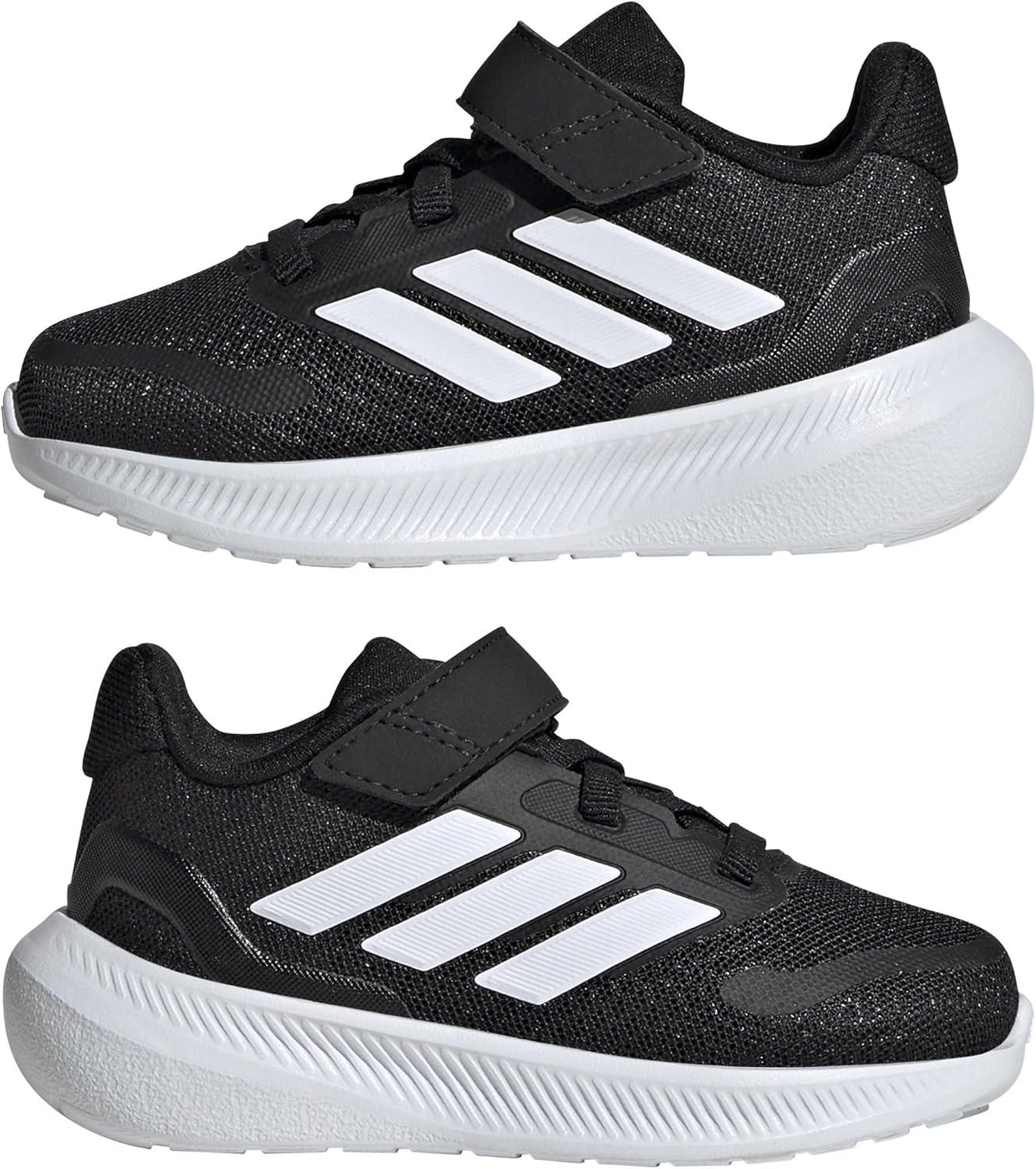 image:imageadidas Baby Run Falcon 5 Elastic Lace ampamp Strap ShoeBlackWhiteWhite