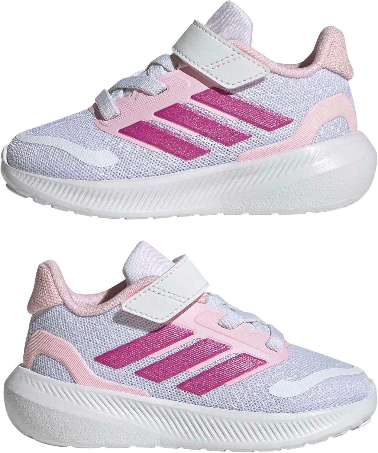 image:imageadidas Baby Run Falcon 5 Elastic Lace ampamp Strap ShoeWhiteClear PinkGrey