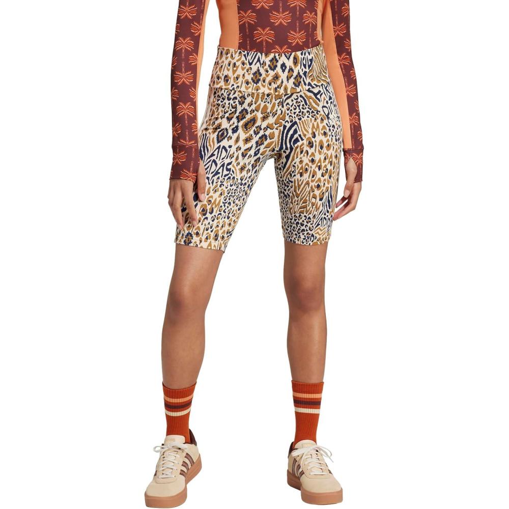 image:imageAdidas Womens Farm Rio Biker ShortsCrystal SandBronze StrataNight Indigo